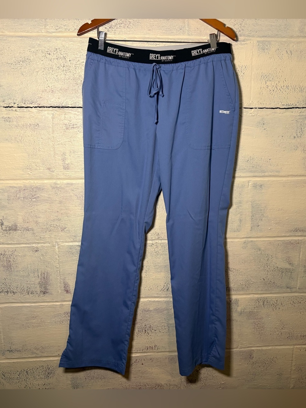 Grey's Anatomy Blue Drawstring Scrub Pants size Large